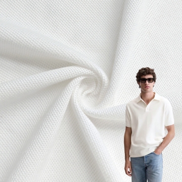 Wholesale Custom Plain White 200gsm TC 85/15 Polyester Cotton Mesh Pique Polo Fabric for Men's T-shirts & Sportswear