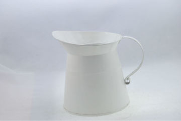 homeware white metal flower jug with handle