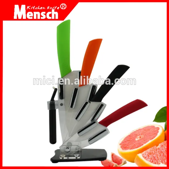 6pcs cost effective ceramic kitchen knife with beautiful knife block