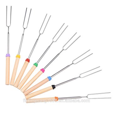 Marshmallow Roasting Sticks Barbecue Camping Hot Dog Telescoping Forks Set of 8 Color Skewers