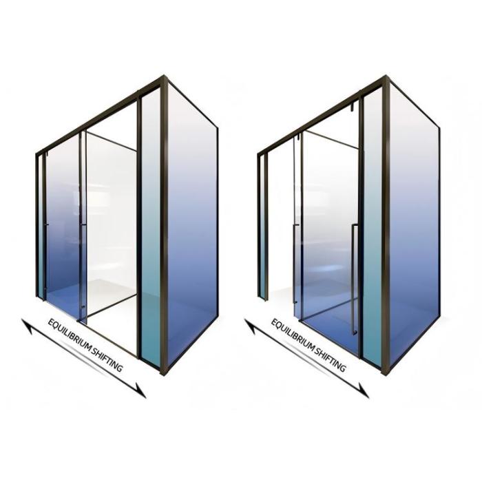 Caminhada em forma de T em box de chuveiro de vidro YPOO2