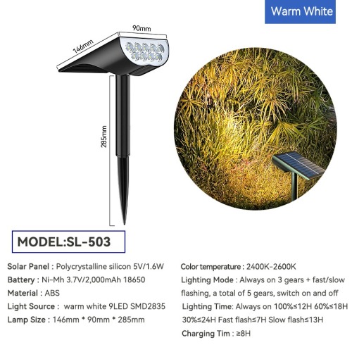 Ground Plug Installation 9LEDs Solar Lawn Lamp