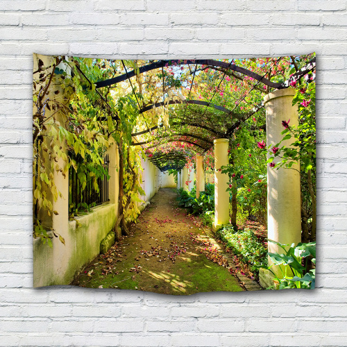 Green Corridor Tapestry Wall Hanging Flower Gallery Vine Nature Wall Tapestry for Livingroom Bedroom Dorm Home Decor