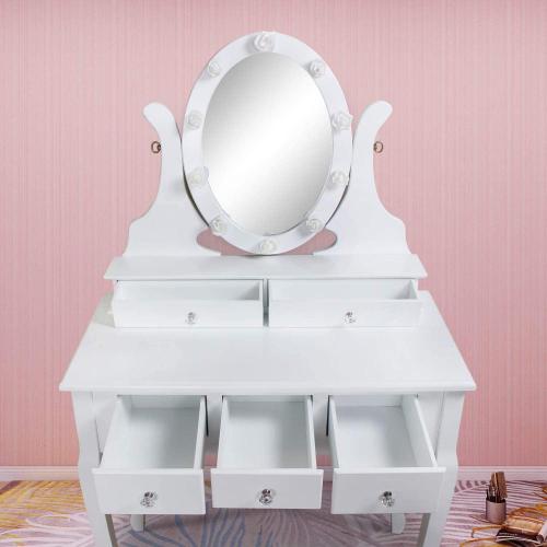 Dressing Table Makeup Dressing Table and Cushioned Stool Set Manufactory