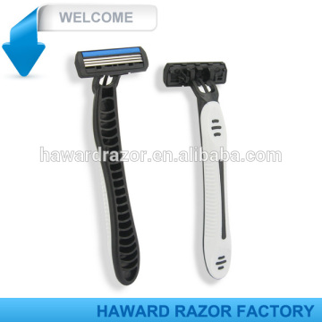 disposable shaver blade -triple blade with lubricant strip , rubber handle