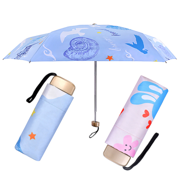 High Fashion Ladies' Small Mini Folding Umbrella with Case - 19 Inch