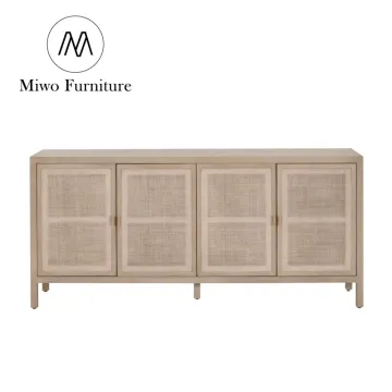 Custom Modern Solid Wood Antique Cane Cupboard for Dining and Living Rooms