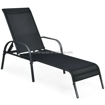 Outdoor Leisure Sun Pool Furniture: Sling Beach Chaise Lounge Chair with Footrest