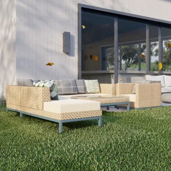 Aluminum Frame Garden Sofa Set with PE Wicker: Ideal Outdoor Living Room Furniture