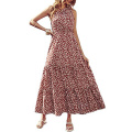 Vestido floral de verão feminino Um ombro