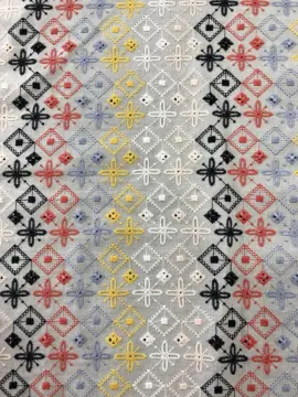 Six Colors Cross Design Cotton Embroider Fabric