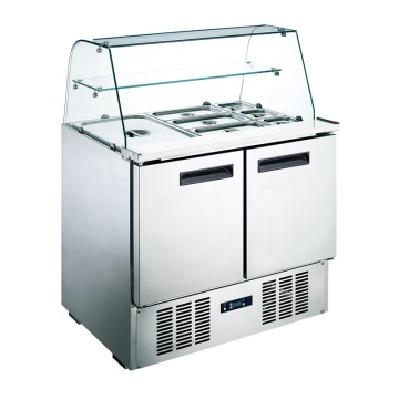 35" Inch 2 Door NSF Commercial Salad Bar Counter Refrigerator Glass Top Display Chiller