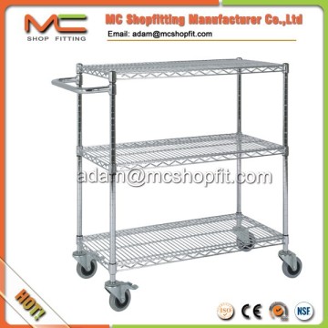 Restaurant adjustable wire push cart with handle