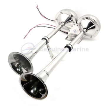 Genuine Marine Boat Stainless Steel Twin Electric Horn with High/Low Tone Alarm