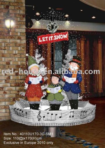 Snowing Snowmen Family with street lamp