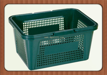 Portable Colored Plastic Supermarket Basket with Two Handles for Sale