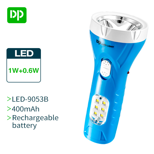 Rechargeable LED Flashlight Torch with Side Light and Built-in Charger