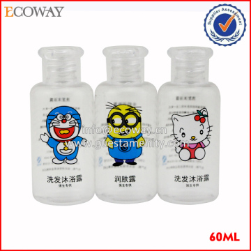 60ml hotel cute cartoon plastic shampoo bottle
