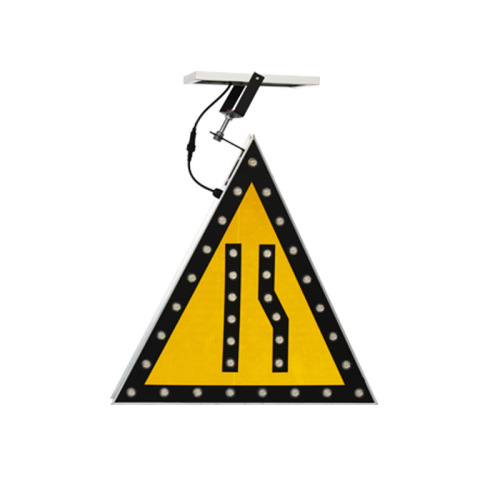 Narrowing on the right Solar Led Warning sign