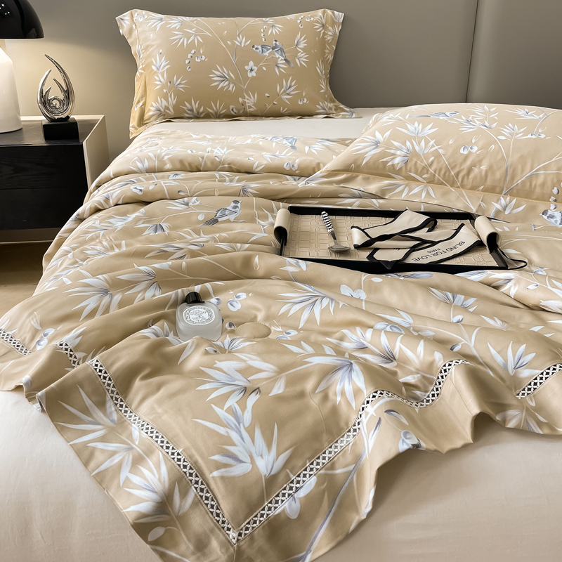 100% Modal Plant Pattern Bedding Set with Comforter and Duvet Cover