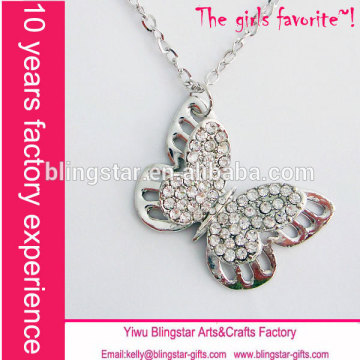 hot selling fashion necklace cheap diamond butterfly necklace