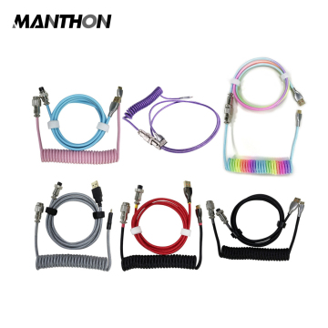 Custom Type C USB Port Aviator Spiral Coiling Cable for Mechanical Gaming Keyboard
