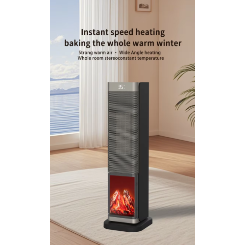 Portable PTC Ceramic Heater with 3D Flame Effect and Remote Control
