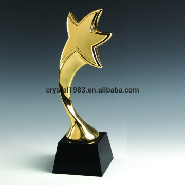 Customized golden metal meteor star cup trophy wholesale brass l trophy with k9 black crystal base
