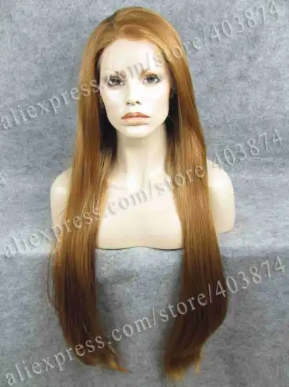 Honey Blonde Extra Long Straight Durable Good Synthetic Lace Front Wig