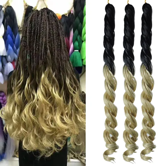 AliLeader African Sea Body Crochet Hair Extension Ombre Big LongSpiral Curly Wavy Braiding Hair For Women