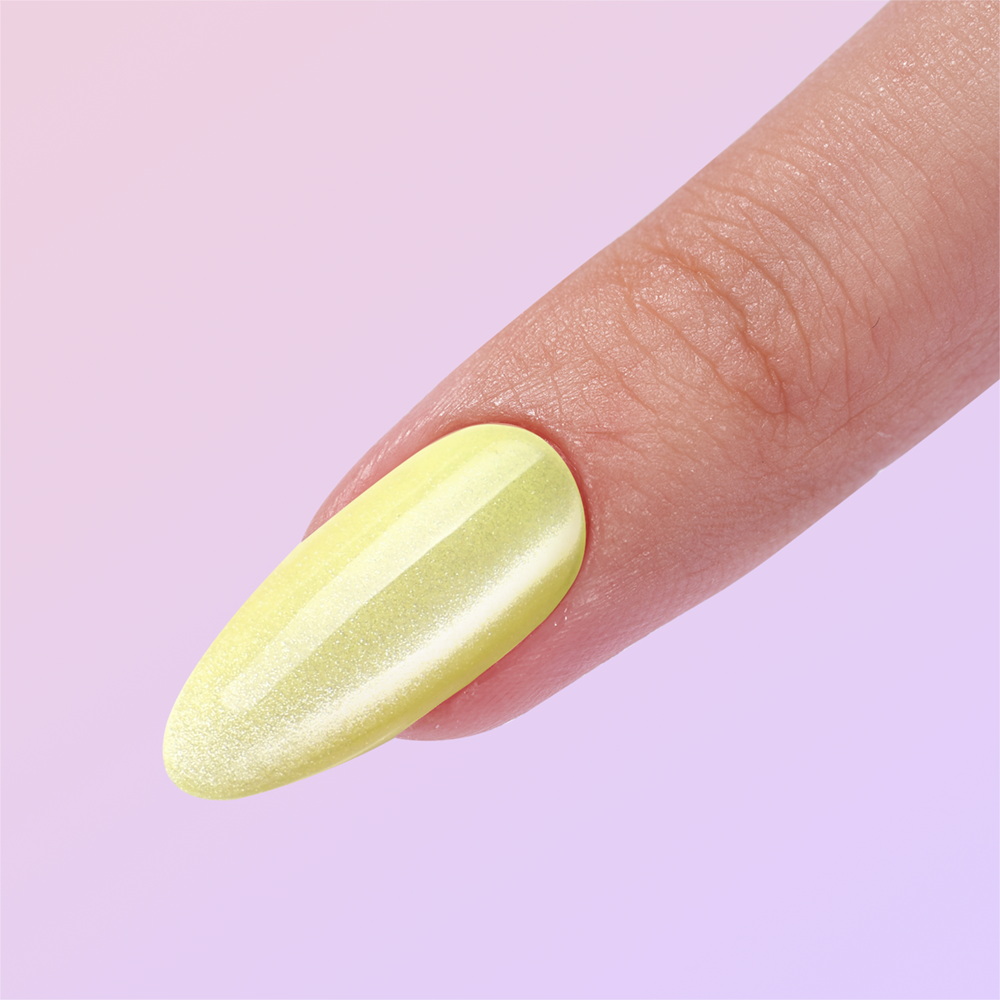 lemon color cat eye nails