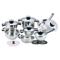 Stainless Steel Wide Edge Cookware 16 Pieces