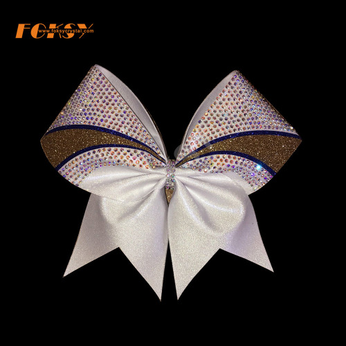 Square Cheer Bow Strips Rhinestone Transfers