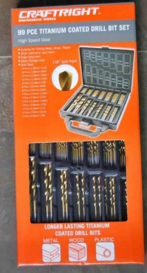 99PCS Titanium Coated Twist Drill Bits