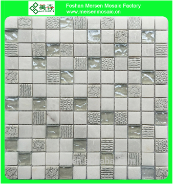 Y5 High-end white glass mix stone mosaic tile for construction wall decoration