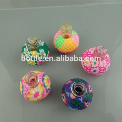 empty round fancy fimo polymer clay 5ml car perfume bottle with wooden cap