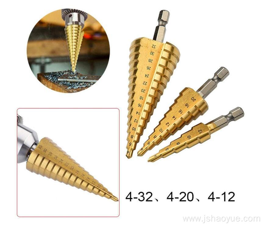 3PCS High-Speed Steel Step Drill BitCoated Metal