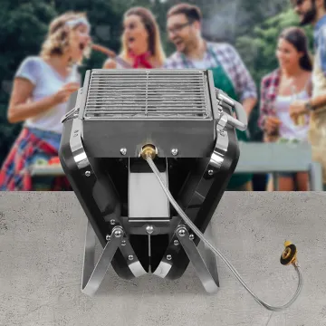 New Style  stainless steel table top Barbeque Grill Outdoor Folding mini Suitcase built in gas bbq grill