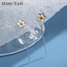 Uini-Tail hot sale new 925 sterling silver temperament sweet plum ear line fashion trend small fresh flower tassel ear line