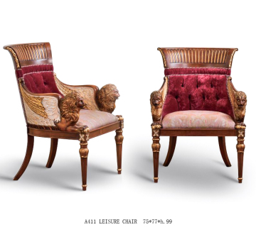 JS Luxury Neoclassical Solid Wood Fabric Sofa Chair for Living Room or Office