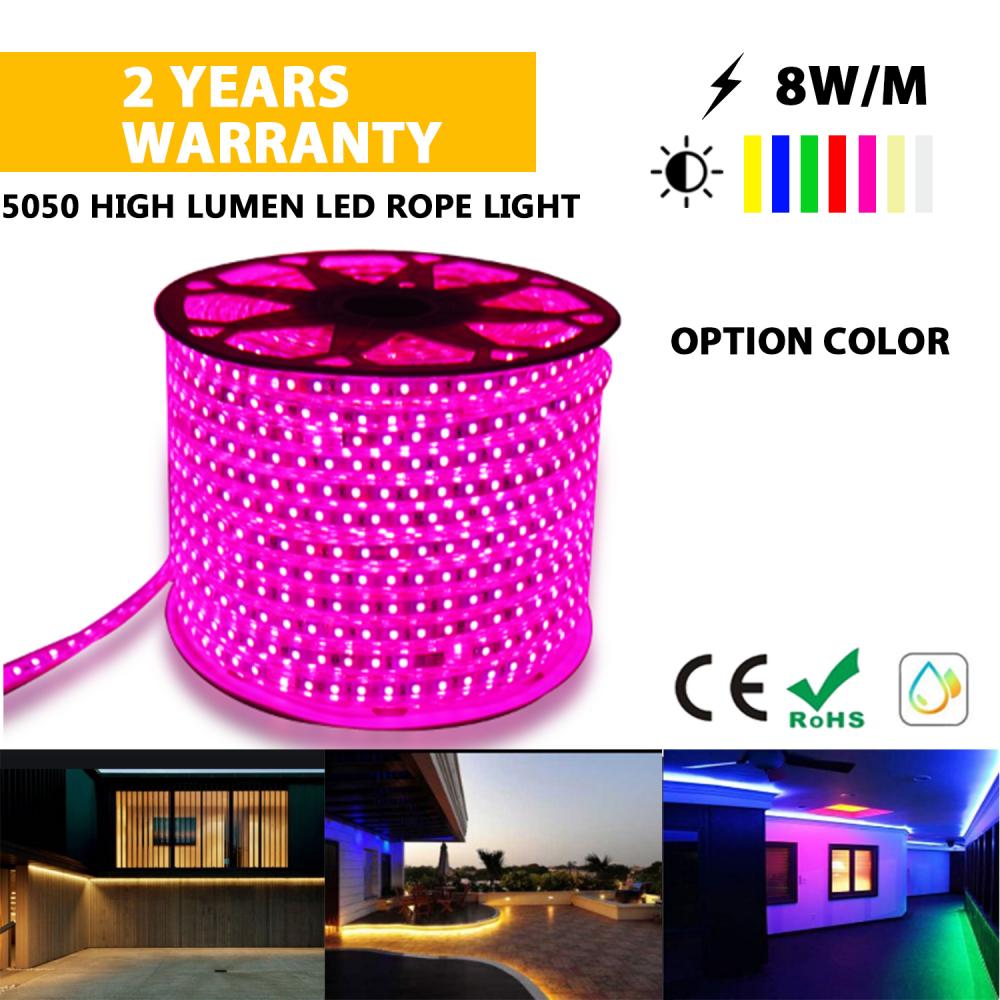 5050 เชือก LED หลากสี สีชมพูอ่อน