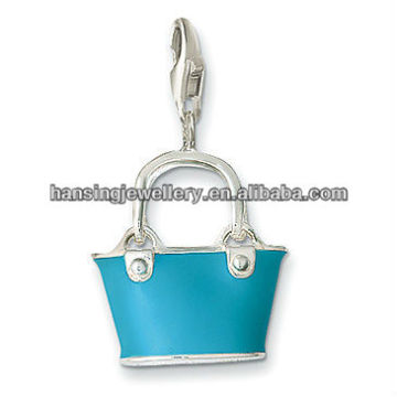 Fashion simple green enameled lady handbag charm