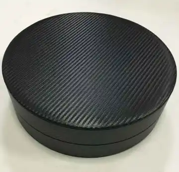 Black Carbon Fiber Round Leather Packaging Gift Box
