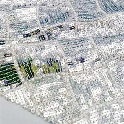 Textile Fancy Mirror Silver Round Sequin Fabrics