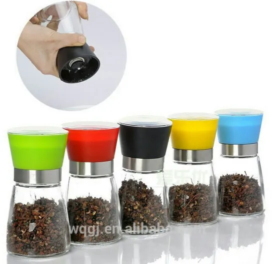 Deluxe Stainless Steel Salt and Pepper Grinder Professional Salt Mill and Pepper Mill Glass Body
