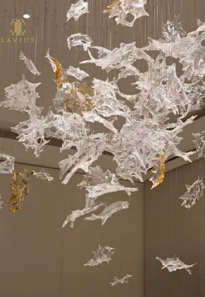 Long contemporary dining table chandelier