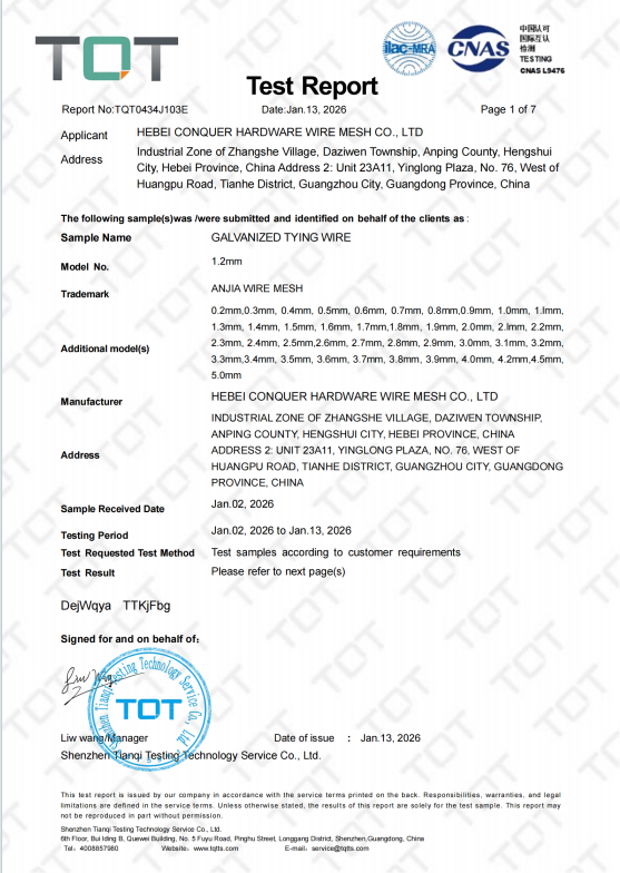 Official test report