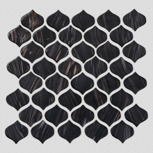 Black Gold Lines Glass Arabesque Shape Lobby Mosaic