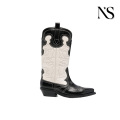 Botas cowboy estilo western en blanco y negro