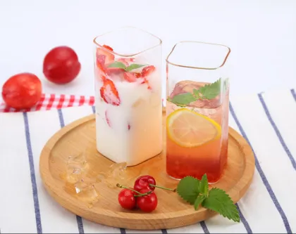 400Ml Square Glass Cup Large Breakfast Milk Cup